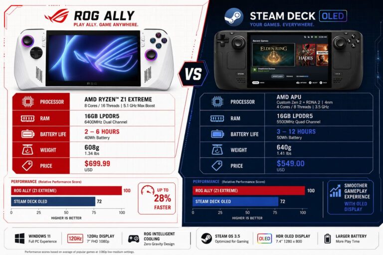 ASUS ROG Ally vs Steam Deck Latest Comparison 2026