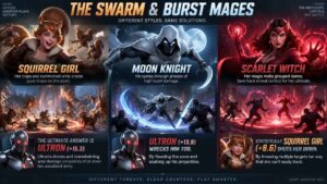 The Swarm & Burst Mages: Squirrel Girl, Scarlet Witch & Moon Knight